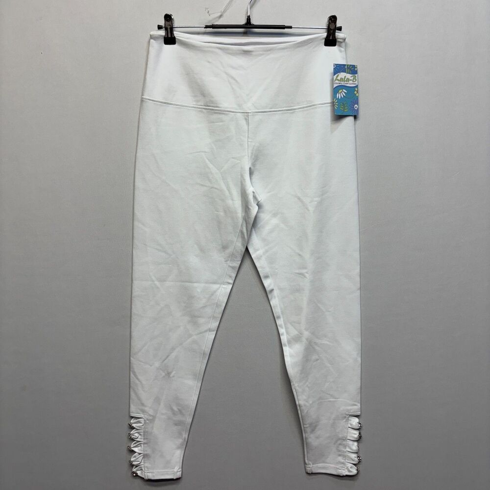 NWT Lulu-B Women Pull On Leggings Ankle Pants Size Large White C125 -10